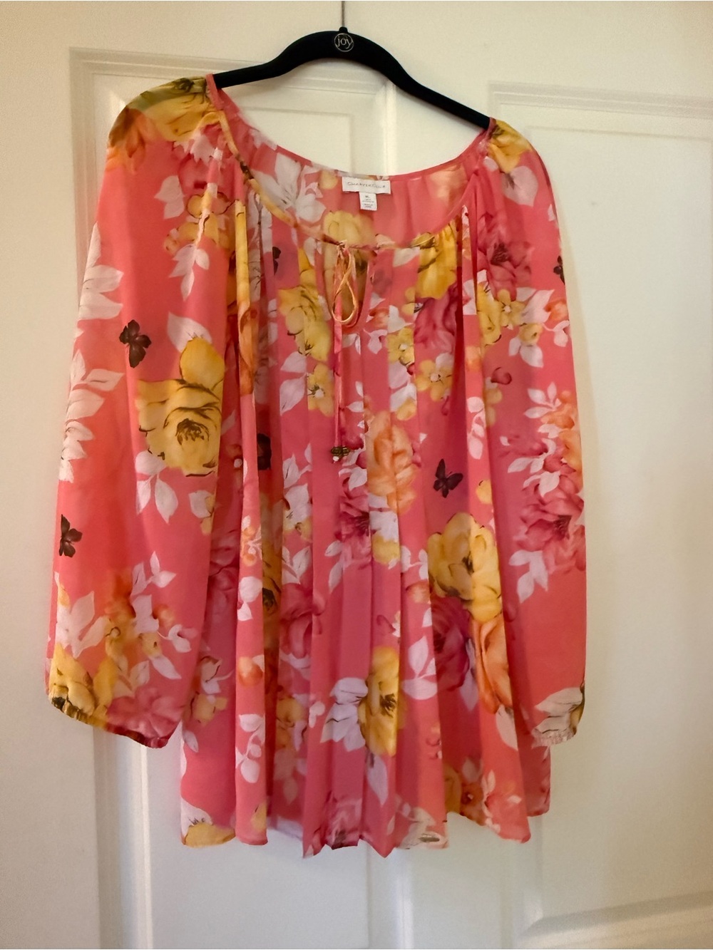 Charter Club Pink Floral Peasant Blouse